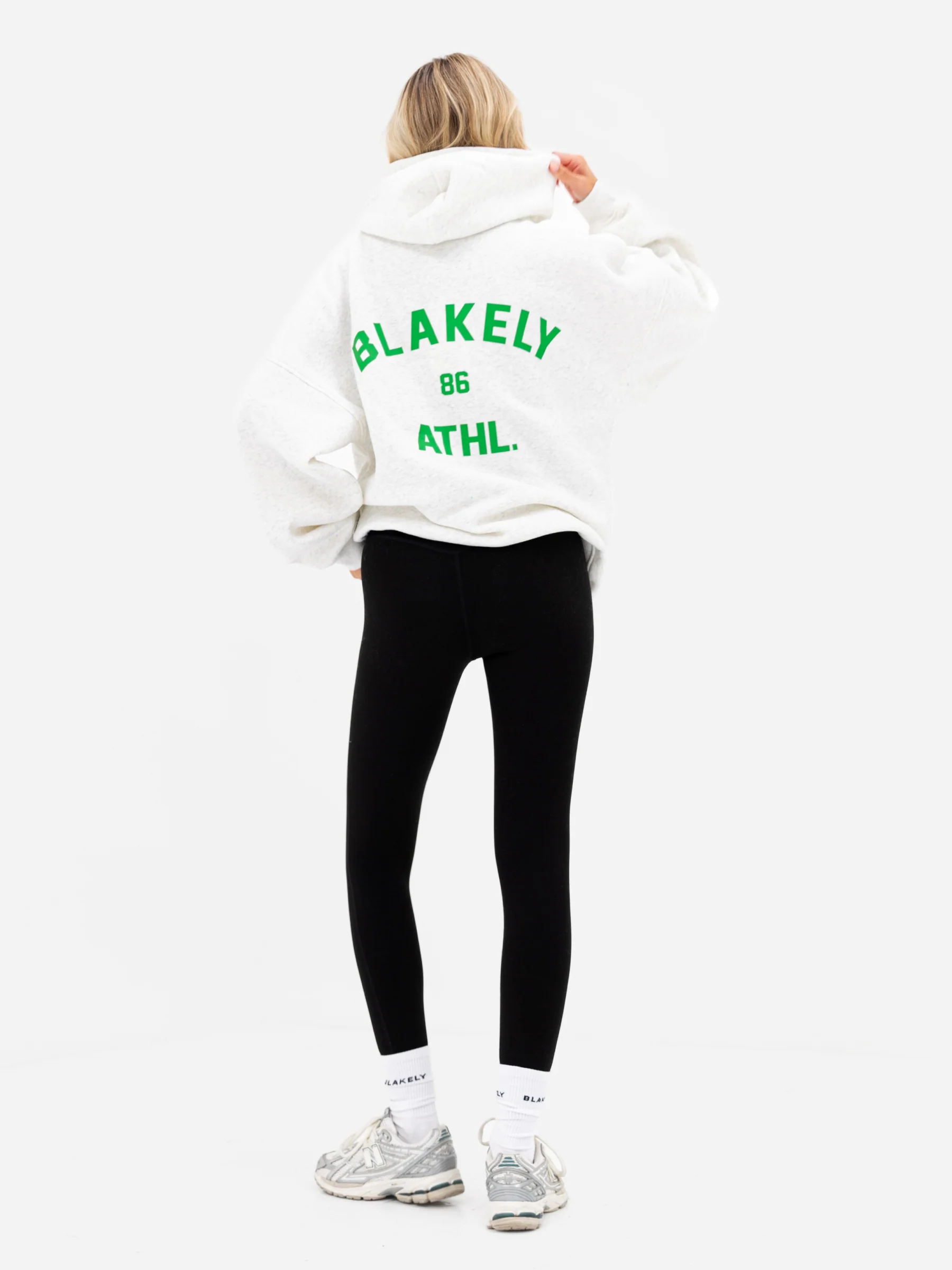 Hallie Oversized Hoodie - Marl White & Bold Green - Image 3