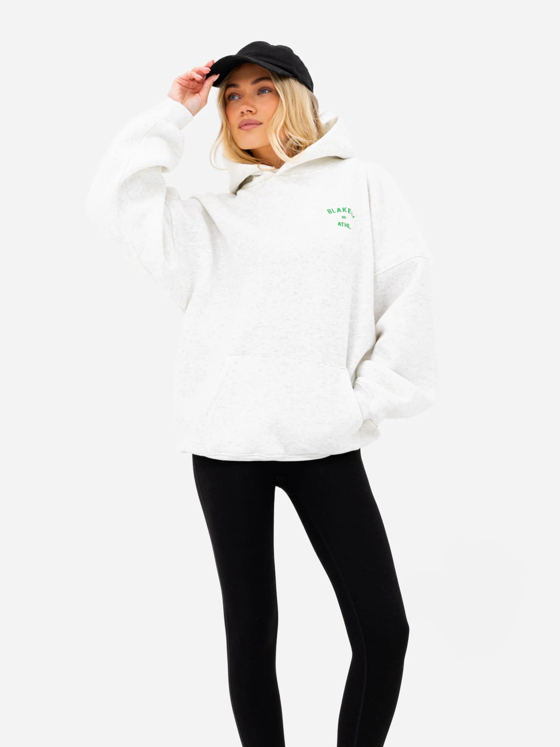 Hallie Oversized Hoodie - Marl White & Bold Green - Image 5