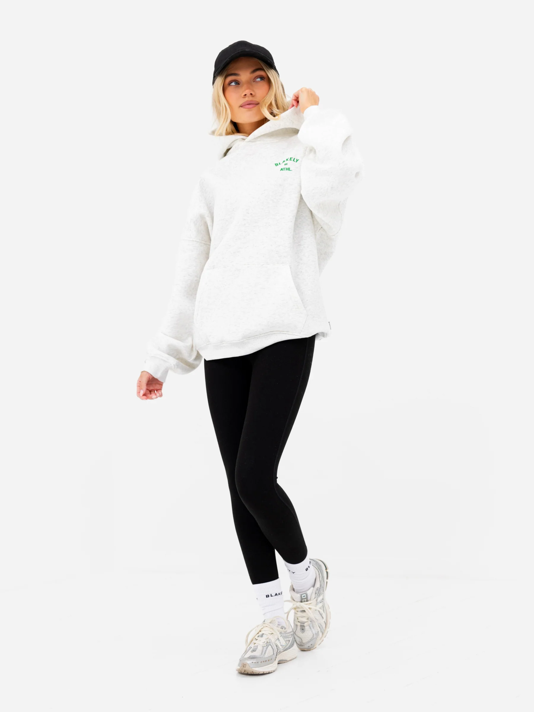 Hallie Oversized Hoodie - Marl White & Bold Green - Image 6