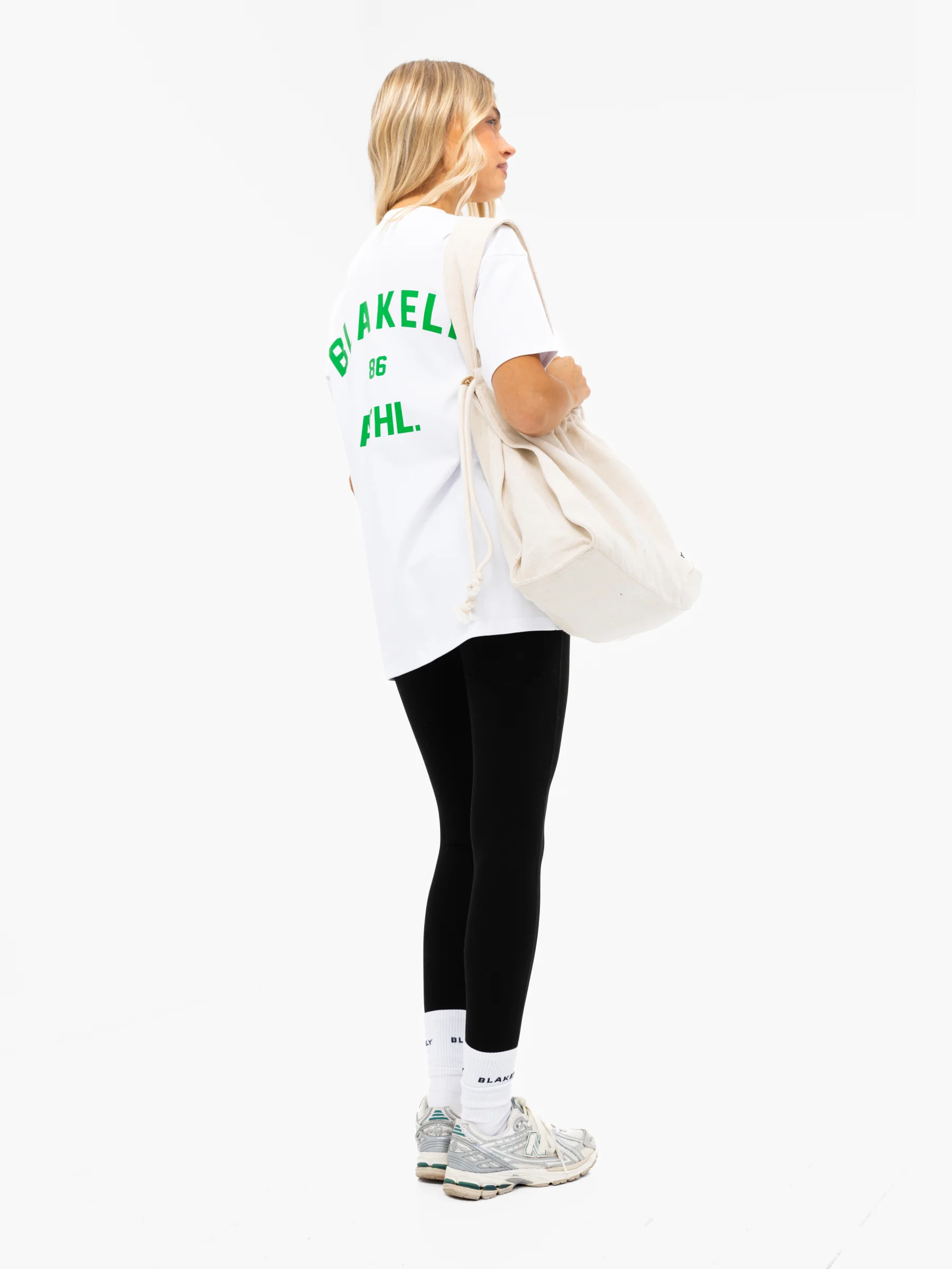 Hallie Oversized T-Shirt - White & Bold Green - Image 3