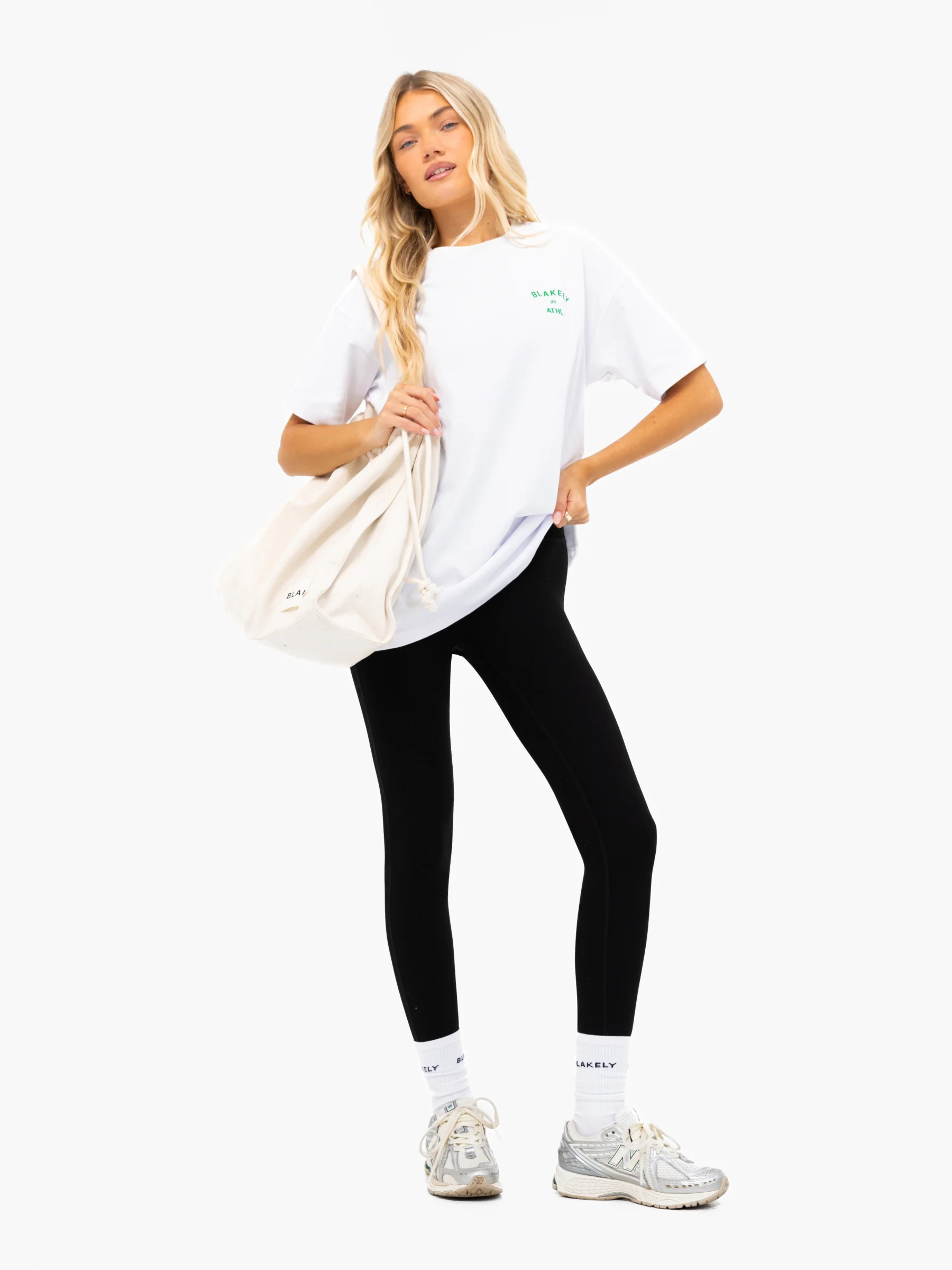 Hallie Oversized T-Shirt - White & Bold Green - Image 4