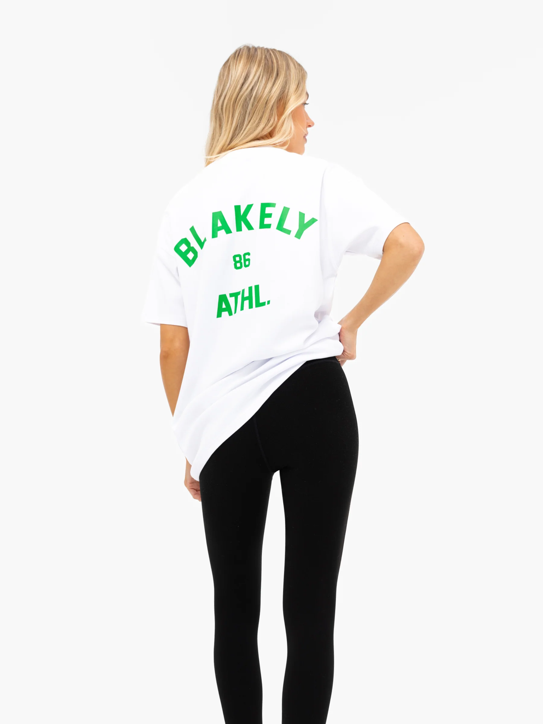Hallie Oversized T-Shirt - White & Bold Green - Image 6