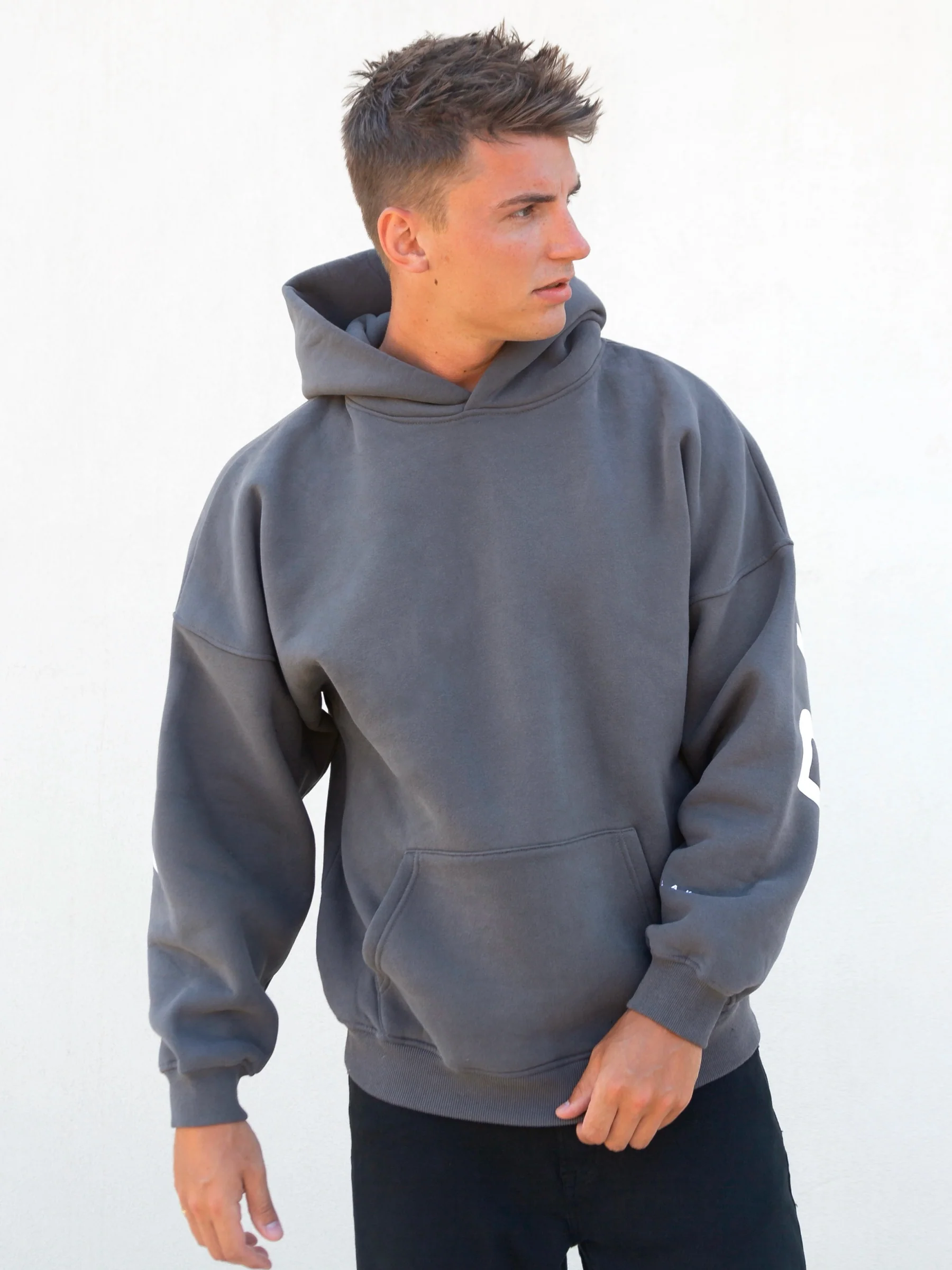 Idris Oversized Hoodie - Charcoal - Image 3