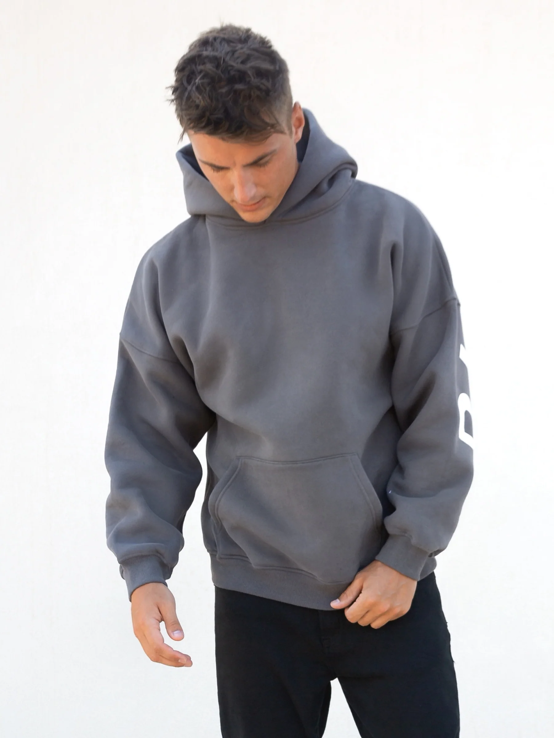 Idris Oversized Hoodie - Charcoal - Image 5