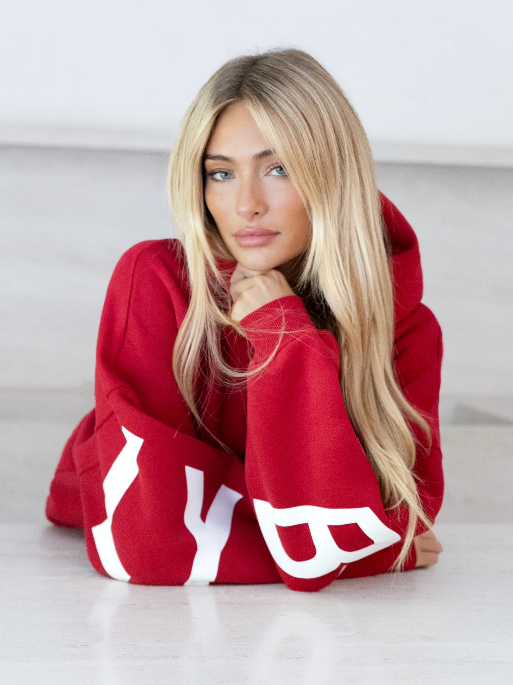 Isabel Oversized Hoodie - Cherry Red - Image 3