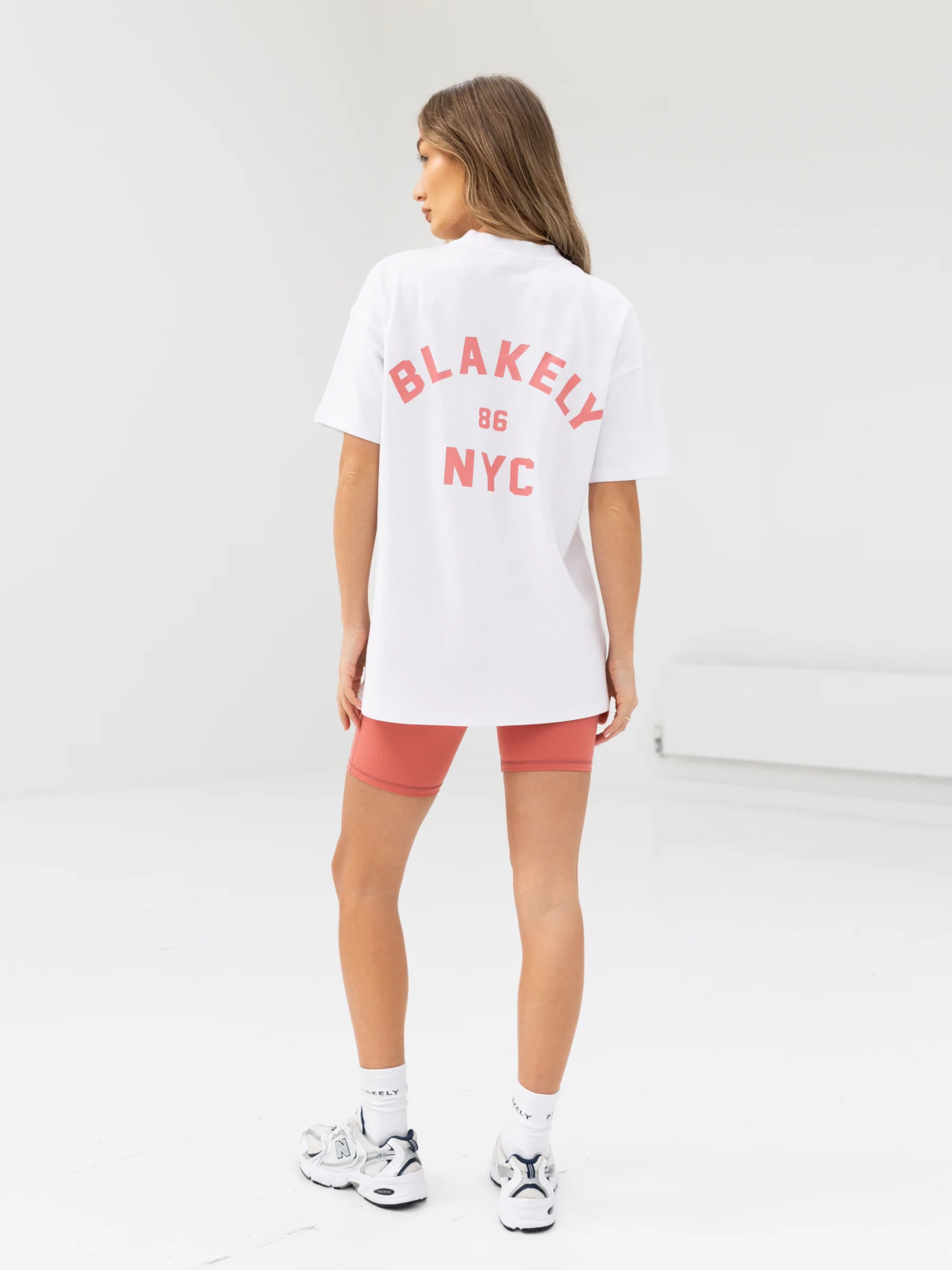 NYC Oversized T-Shirt - White & Sunrise Coral - Image 5
