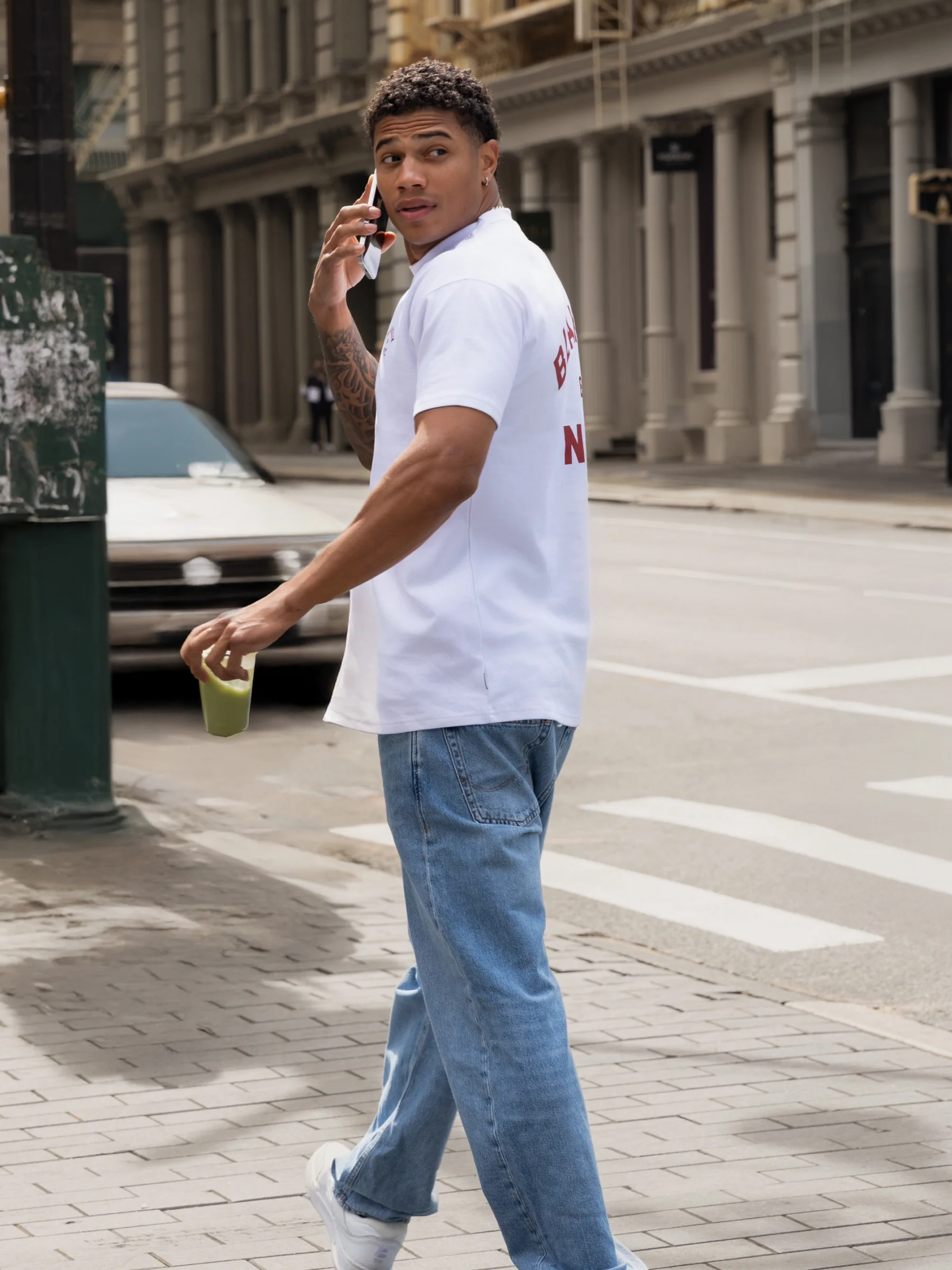 NYC Relaxed T-Shirt - White & Red - Image 4