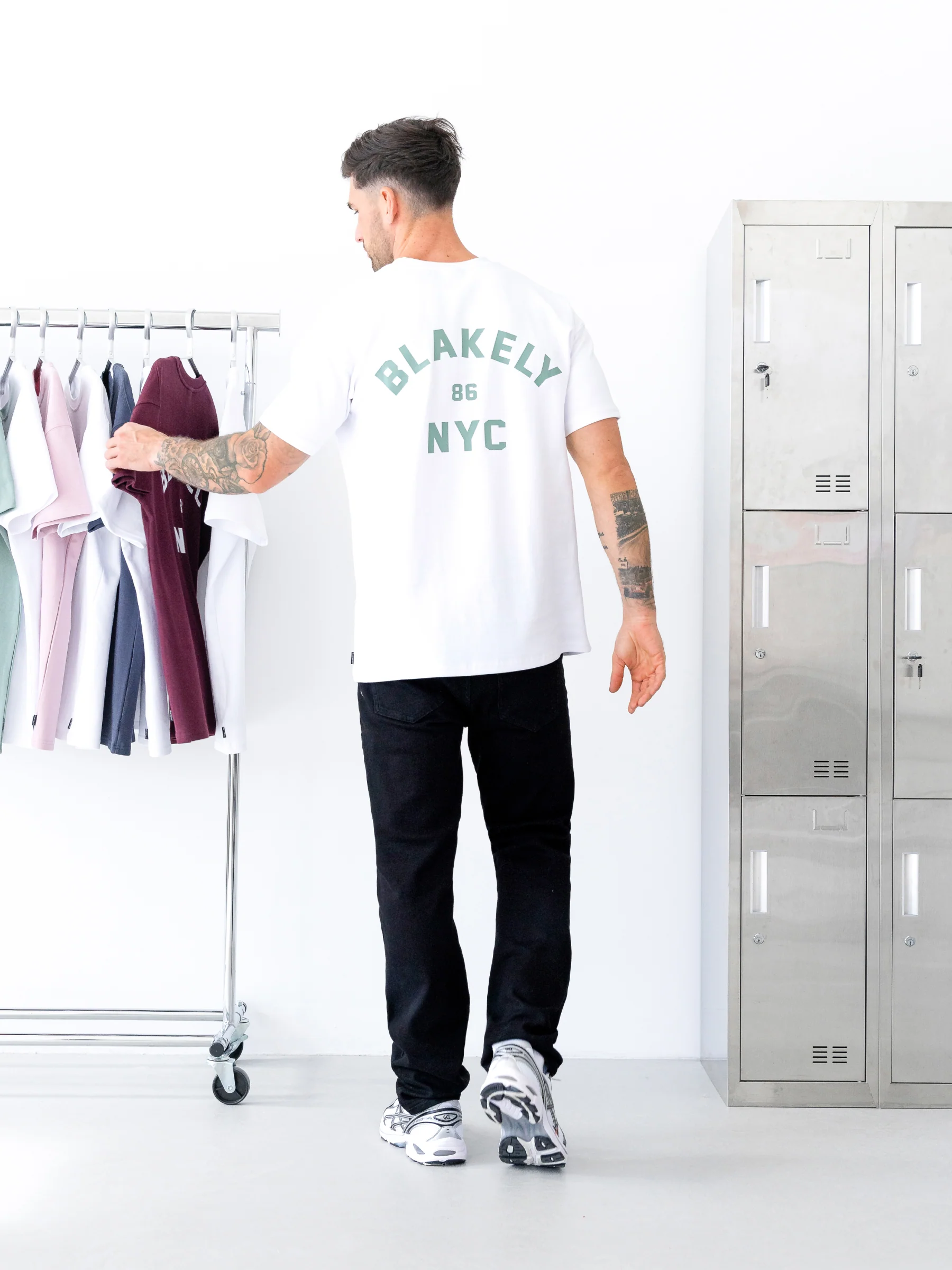 NYC Relaxed T-Shirt - White & Sage Green - Image 5