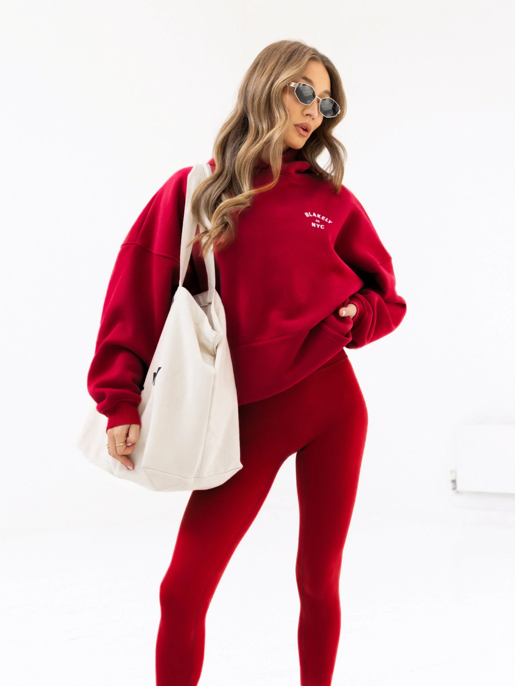 NYC Oversized Hoodie - Cherry Red - Image 4