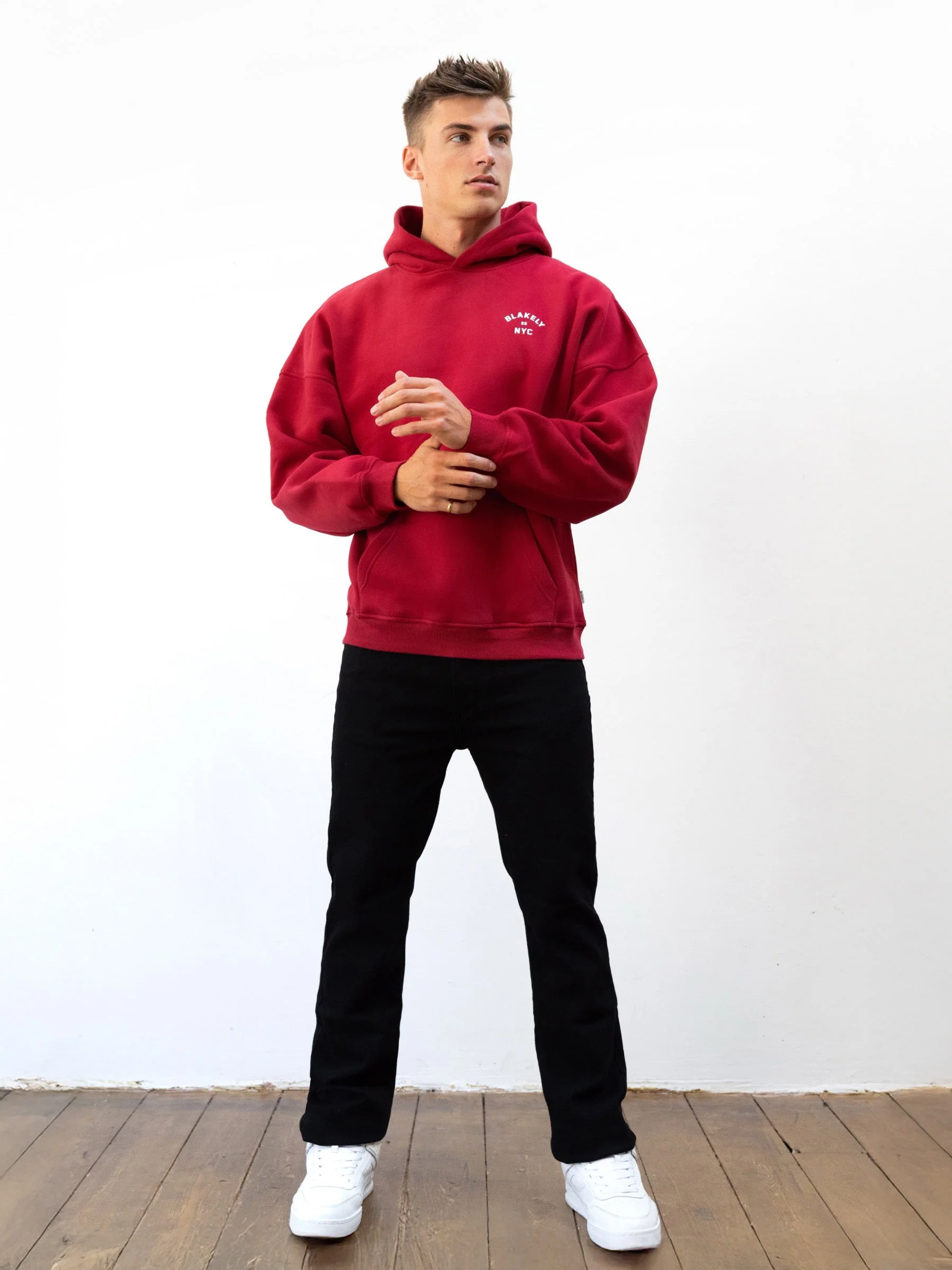 NYC Relaxed Hoodie - Red - Image 3