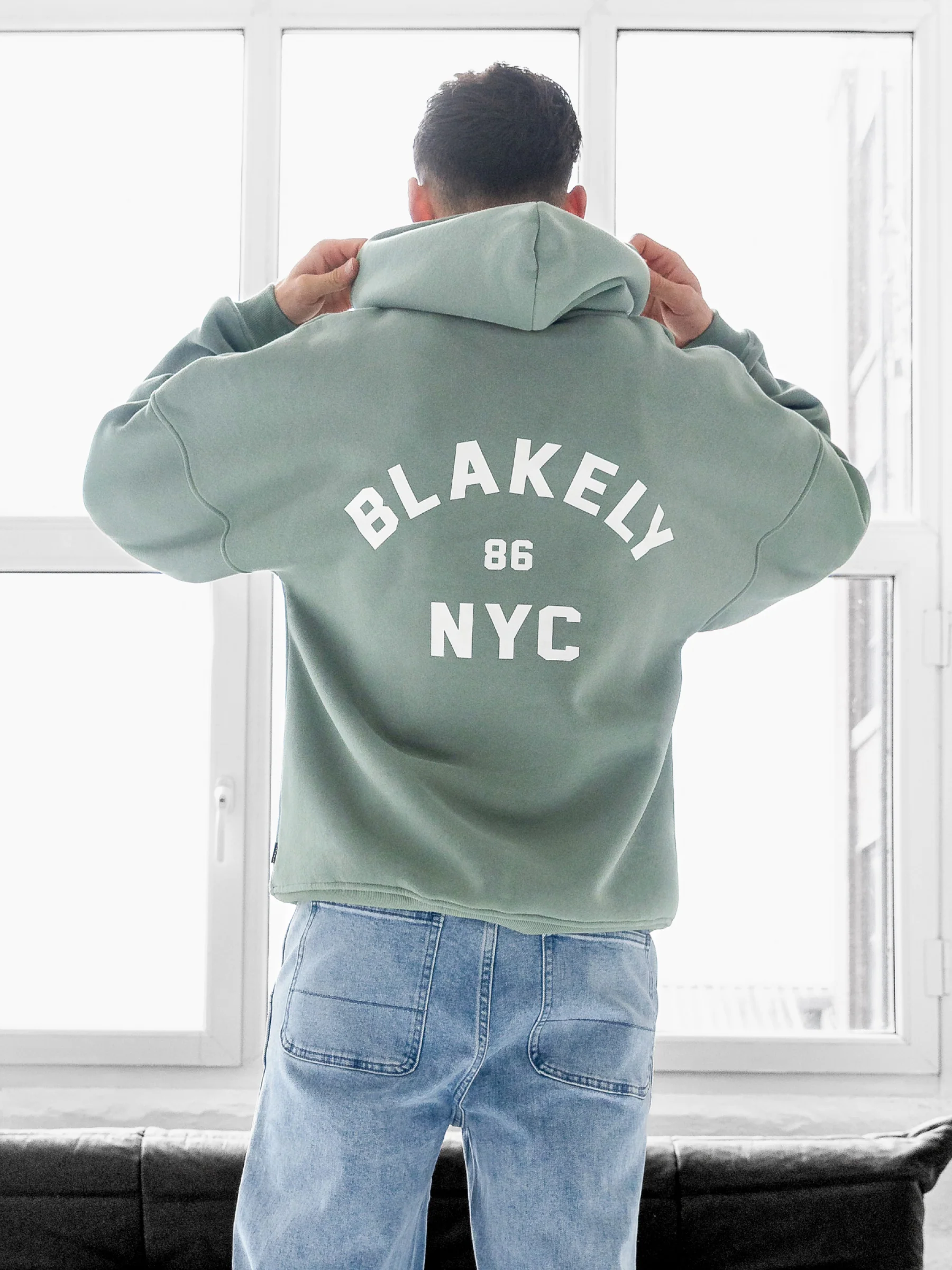 NYC Relaxed Hoodie - Sage Green - Image 5