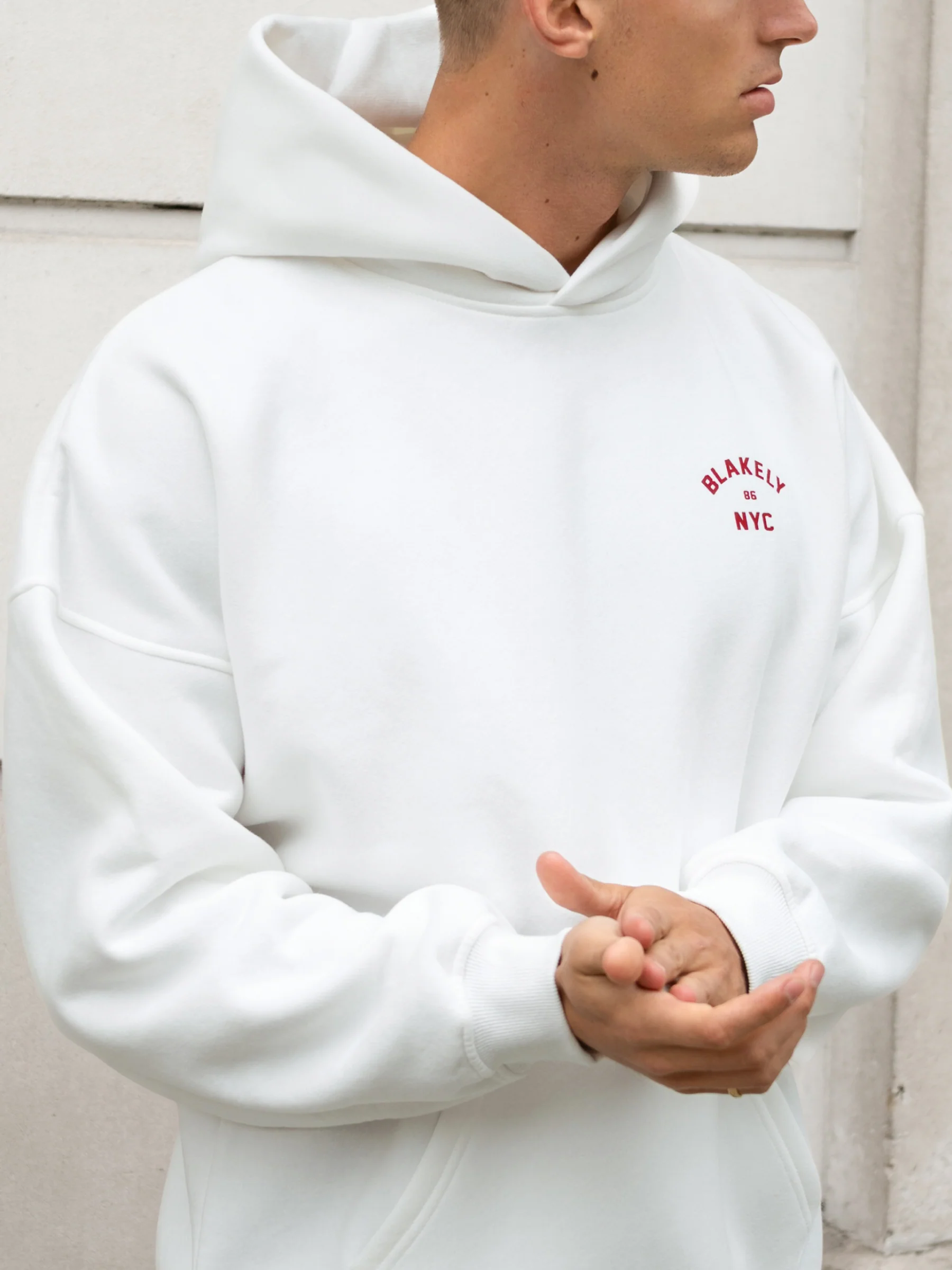 NYC Relaxed Hoodie - White & Red - Image 3