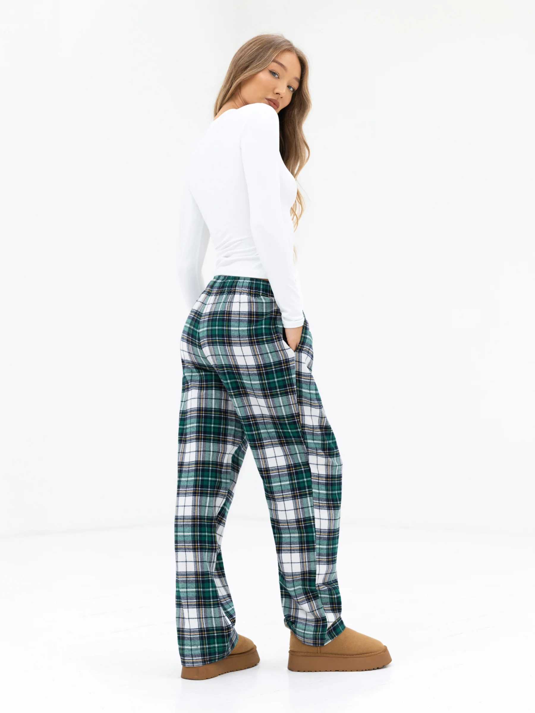 Rue Checked Trousers - Green Check - Image 4