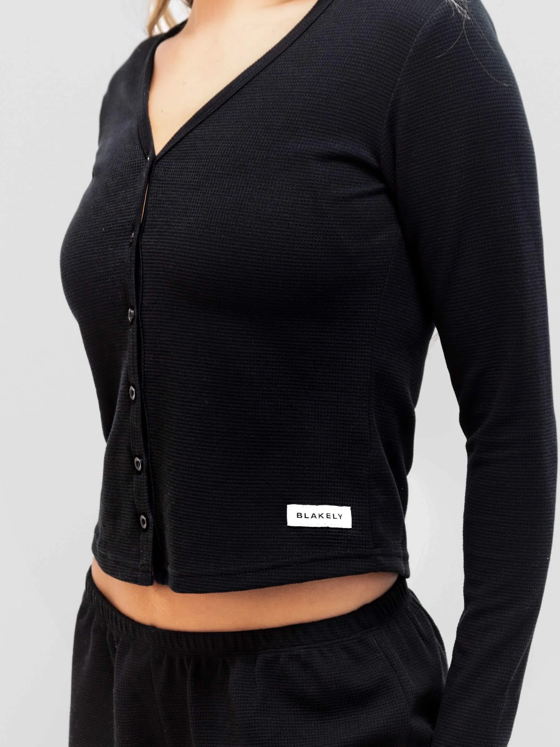 Soft Waffle Cardigan - Black - Image 5