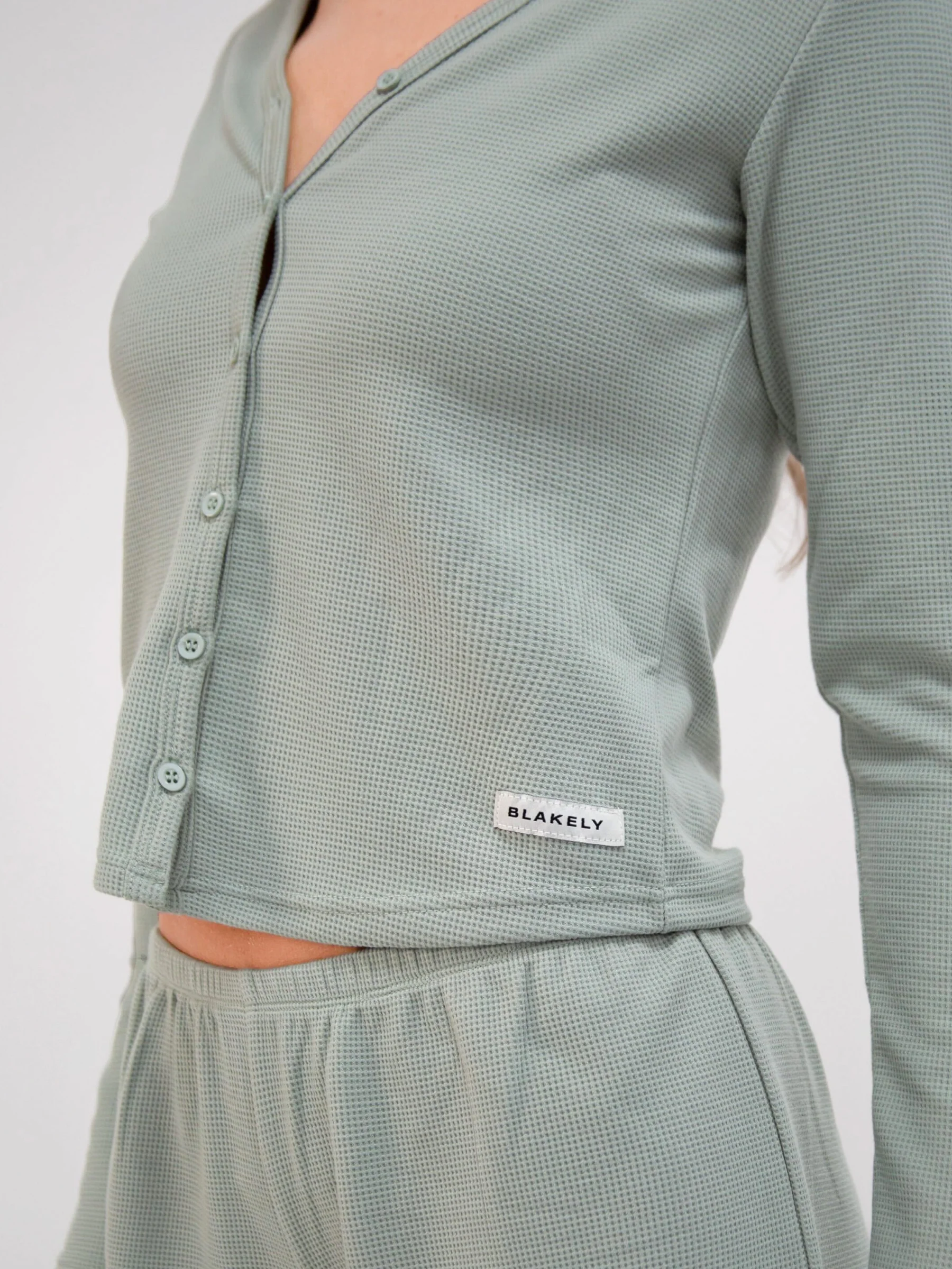 Soft Waffle Cardigan - Sage Green - Image 6