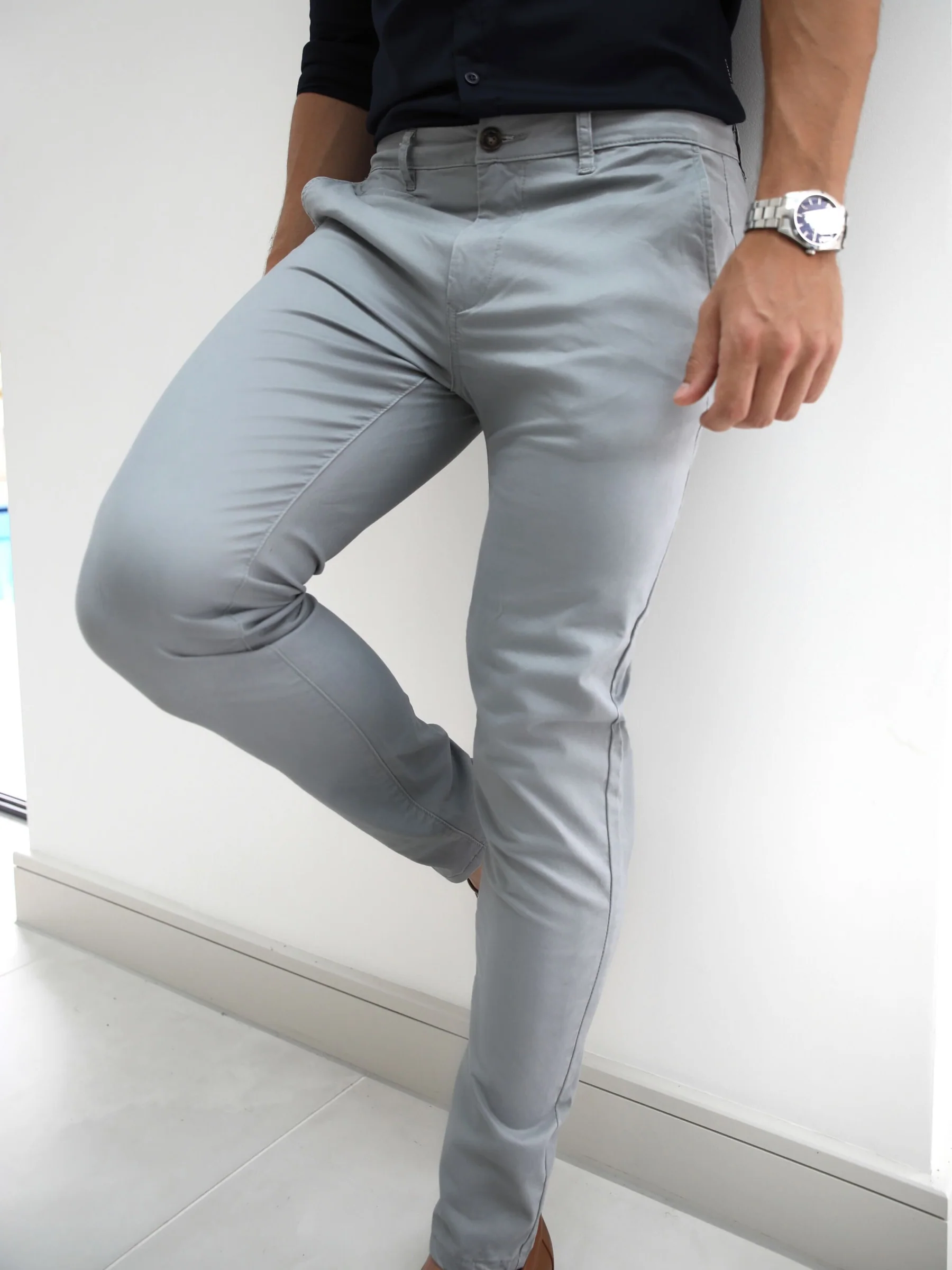 Stretch Chinos - Light Grey - Image 4
