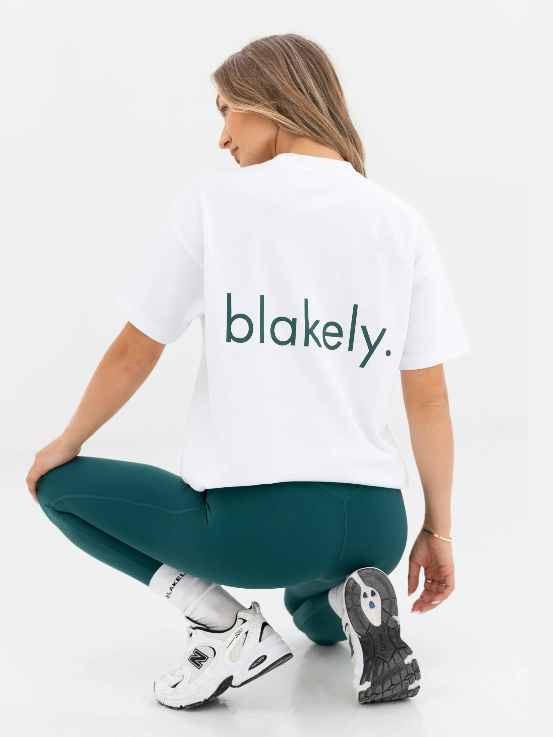 Thea Oversized T-Shirt - White & Deep Green - Image 3