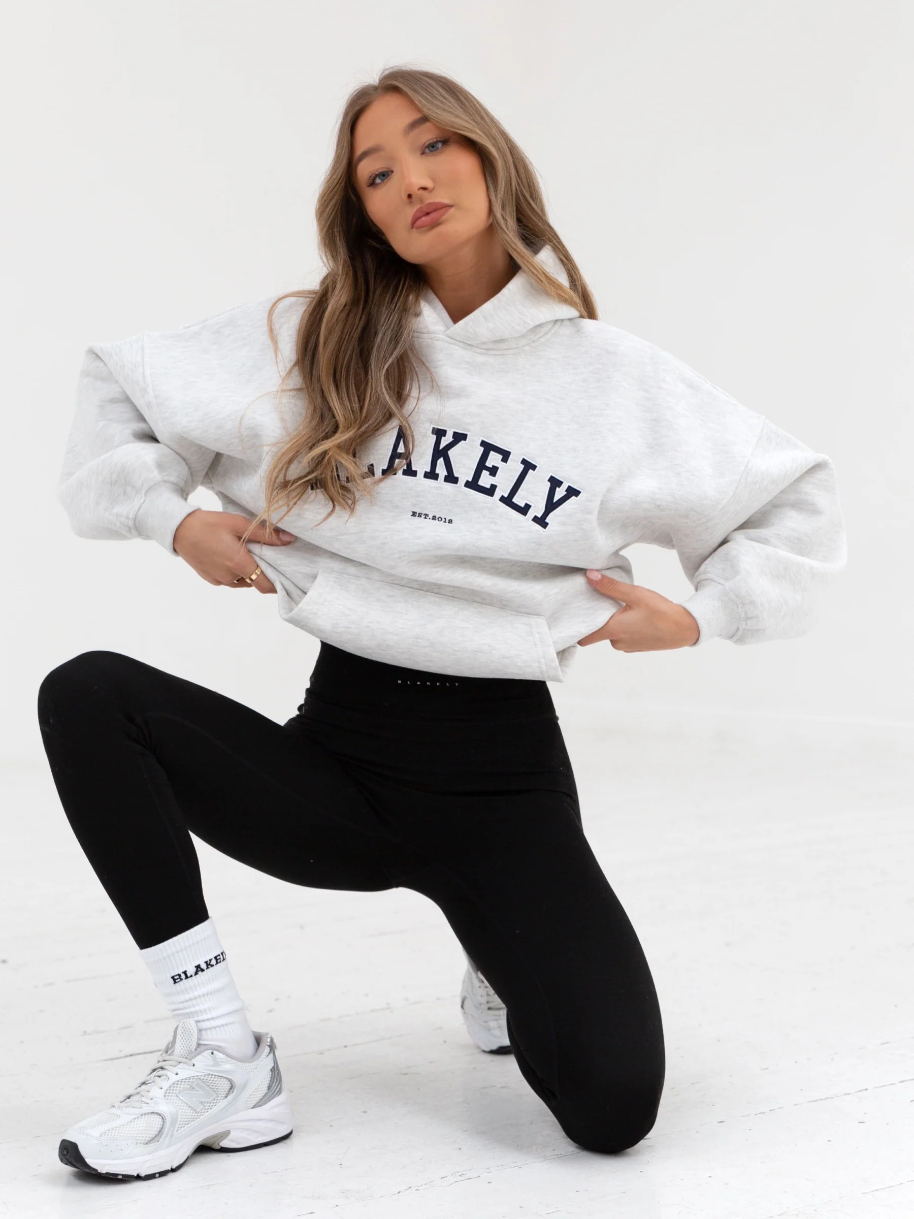 Varsity Oversized Hoodie - Marl White - Image 3
