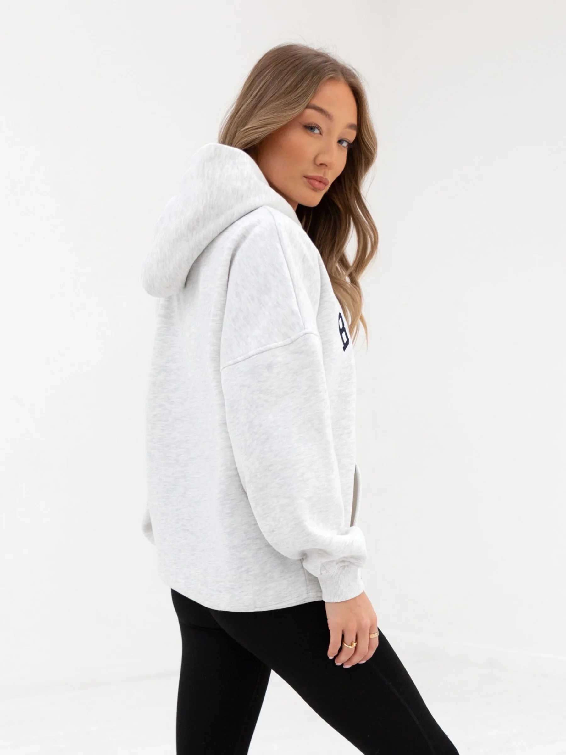 Varsity Oversized Hoodie - Marl White - Image 5