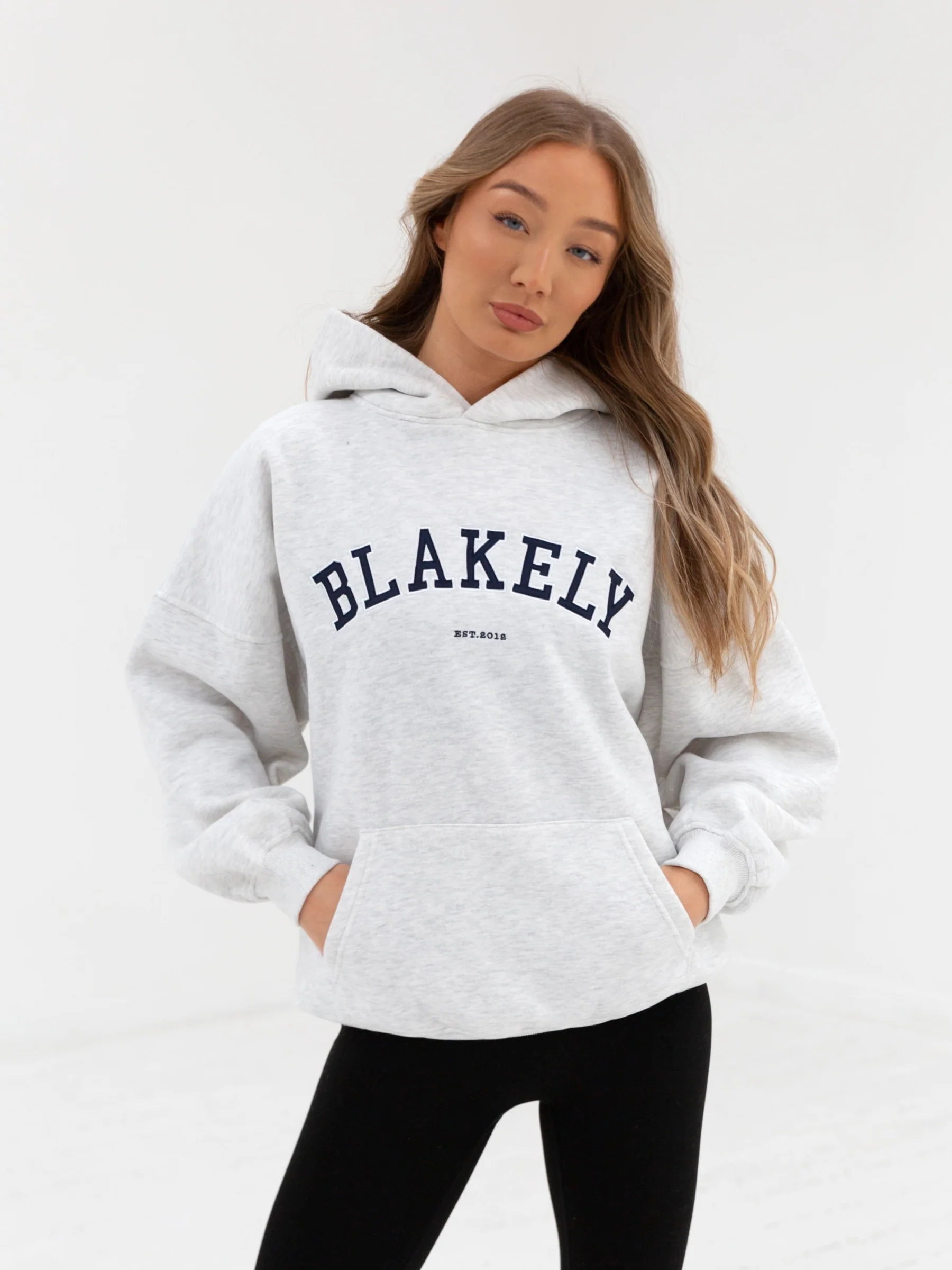 Varsity Oversized Hoodie - Marl White - Image 6